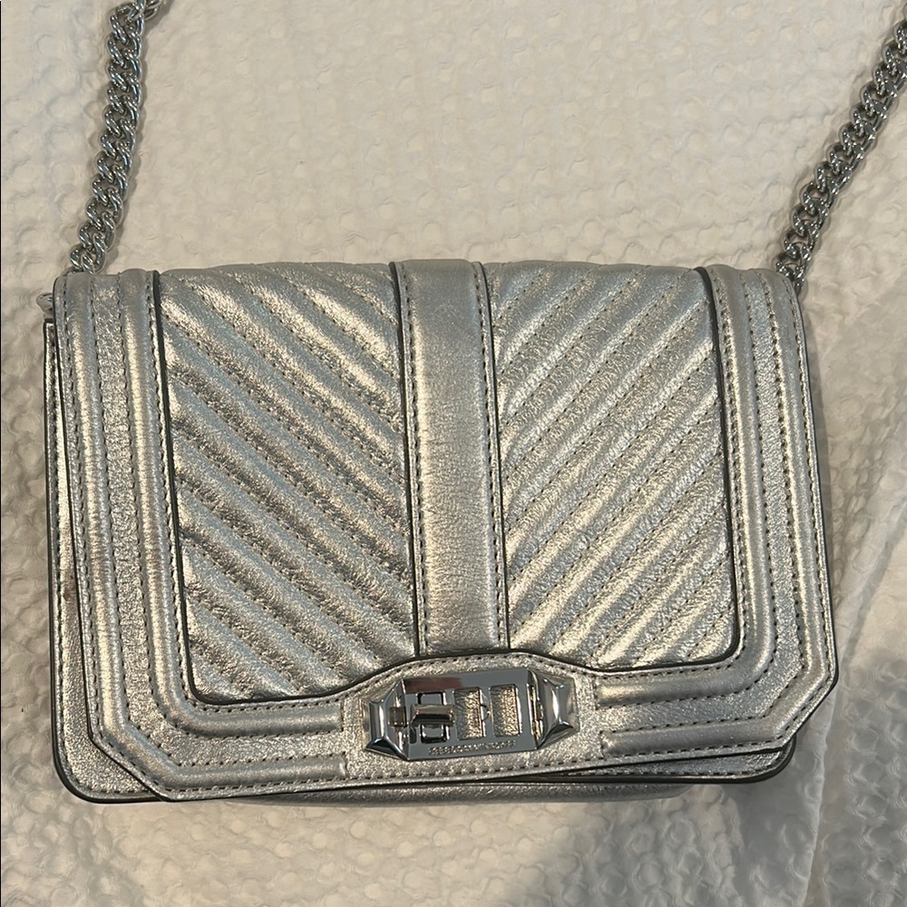 Rebecca Minkoff Silver Quilted Crossbody Bag